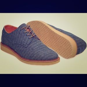 Toms Blue Herringbone Oxford Brogue